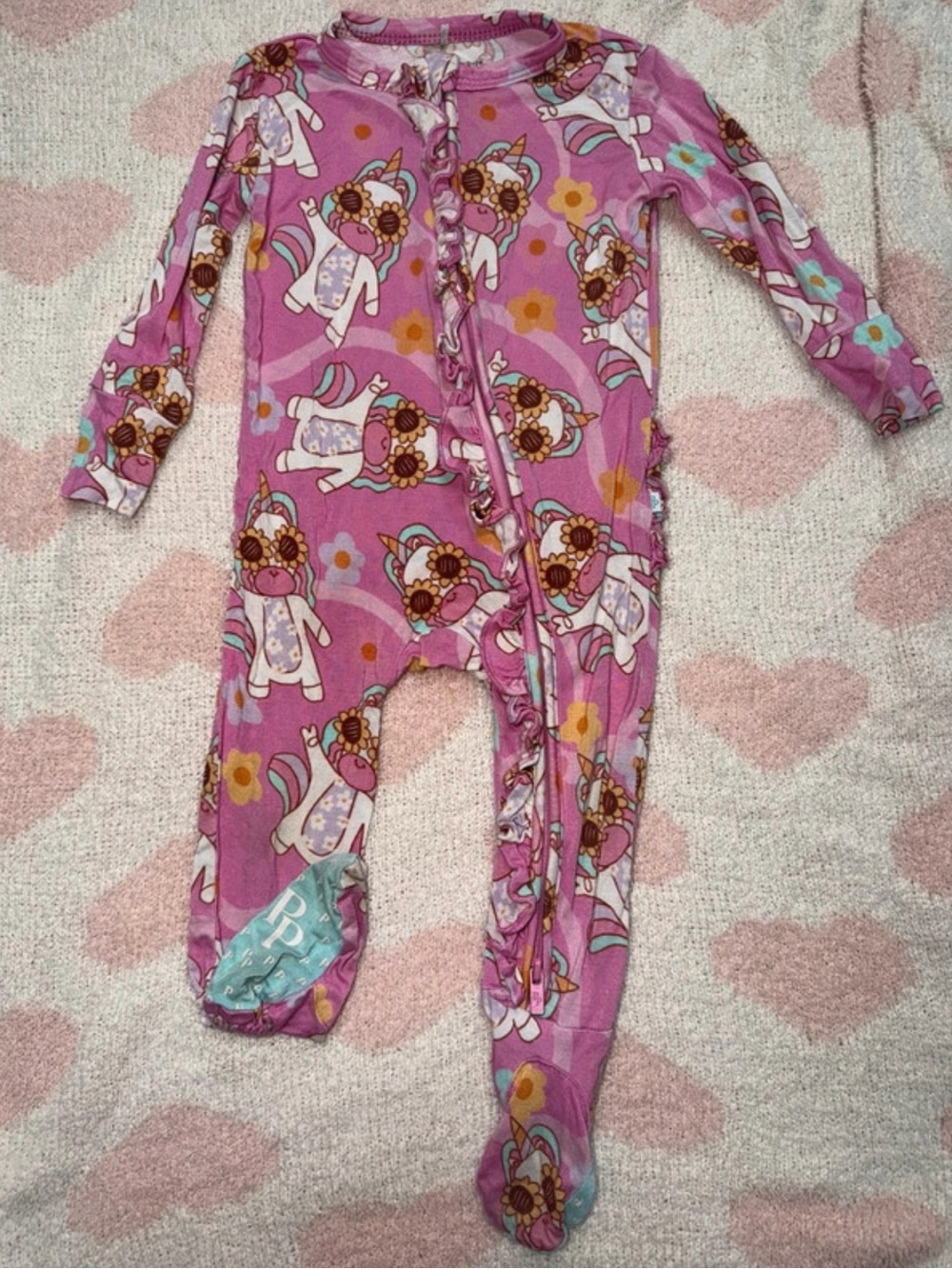 6-9m Posh Peanut Ruffle Zipper Footie